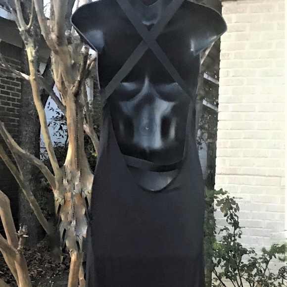 VENUS Long Black Dress with Criss Cross Back - L - Picture 6 of 8